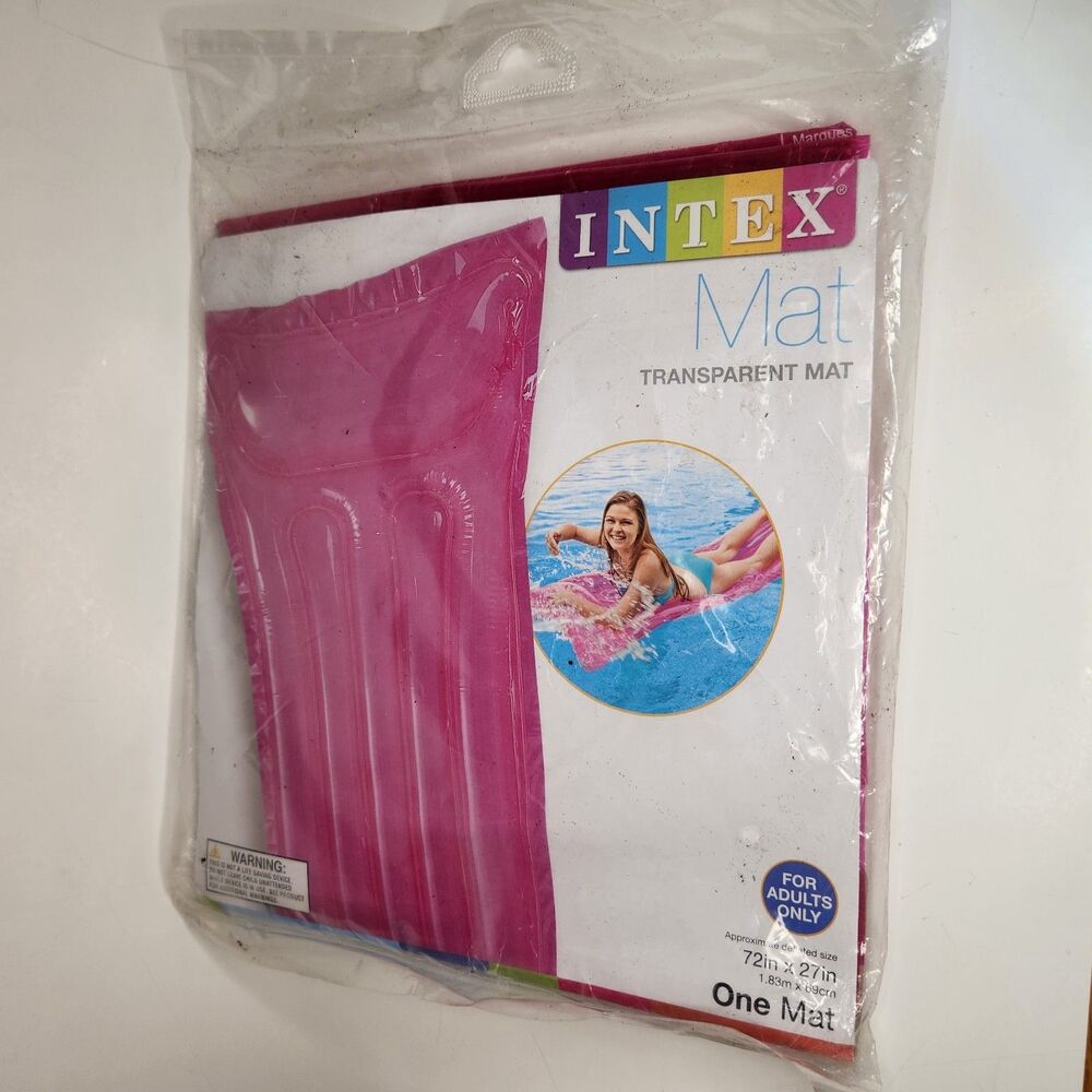 Intex 72”x27” Pool Mat, Float Swimming Inflatable Transparent  pink  Adult, New!